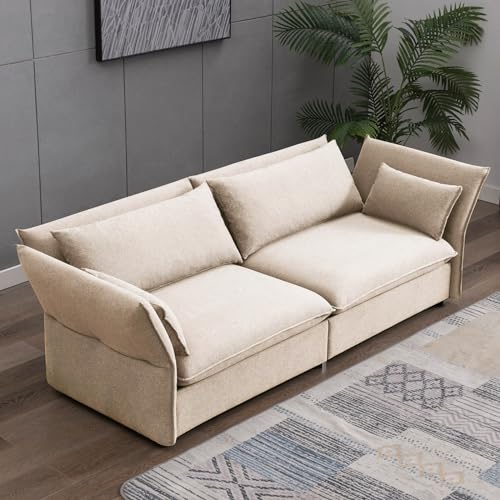 Mjkone 3+2 Sofa Set, Velvet Sofa and Couch with Adjustable Armrests and Backrests, Non-Slip Sofa Leg, Modern Sectional Sofa Couch with 2 Cushions for Living Room Apartment Studio - Dark Grey