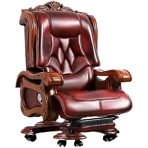 Recliner Leather Big Manager Big Shift Chair Home Office Chair, White-dinosaur Doodle4