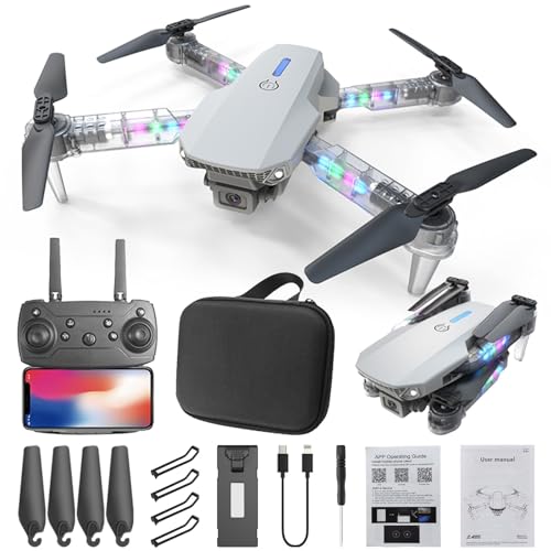 Drone With 1080P Camera HD FPV with Storage Bag Transparent Arm Foldable Drone With Altitude Hold Headless Mode Start Speed Adjustment (Black)
