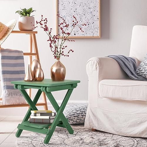 nalone Portable Folding Side Table, Outdoor Adirondack Side Table with X-Type Frame, HDPE Small Patio Table, Weather Resistant End Table for Camping, Balcony and Garden