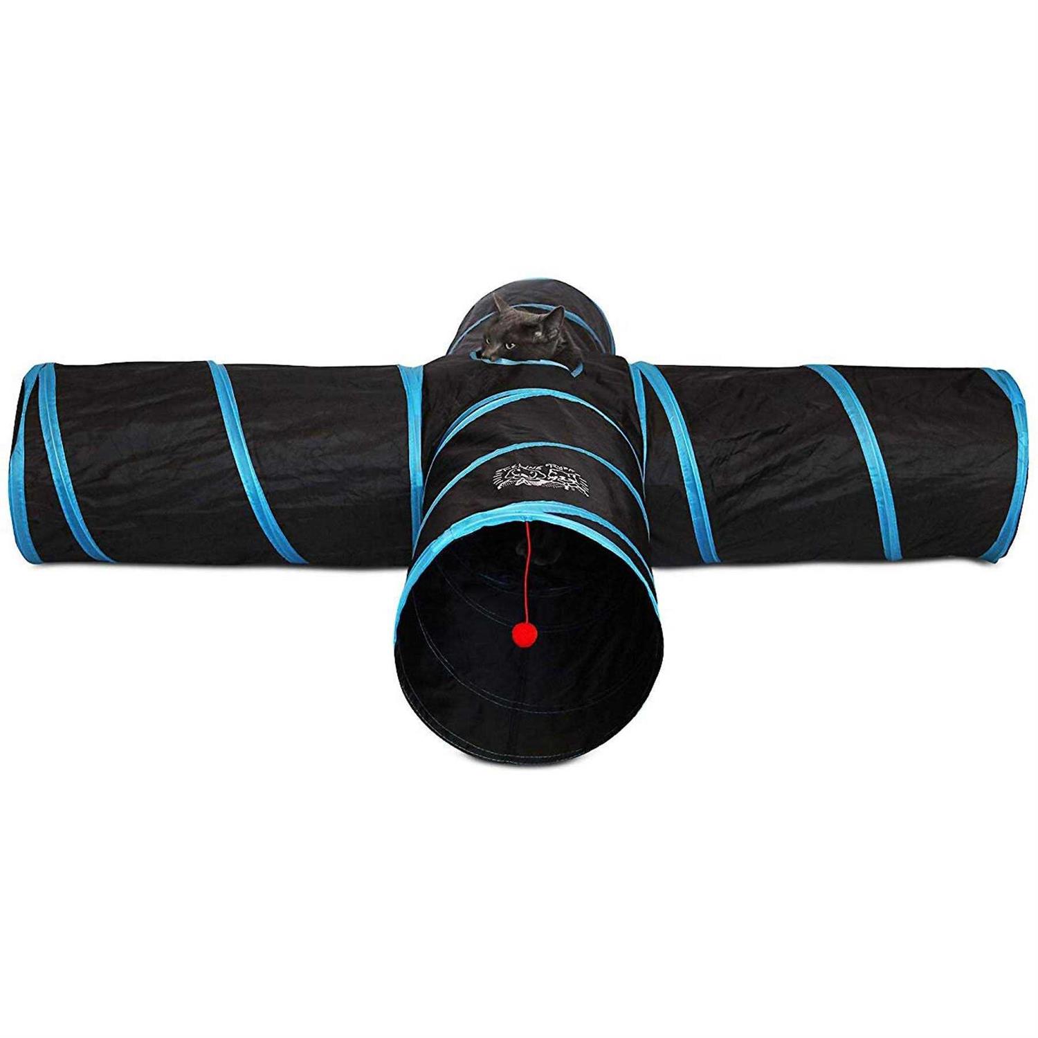 Feline Ruff Premium Way Cat Tunnel. Extra Large 12 Inch Diameter and Extra Long. A Big Collapsible Play Toy. Wide Pet Tunnel Tube - Pet Supplies online store