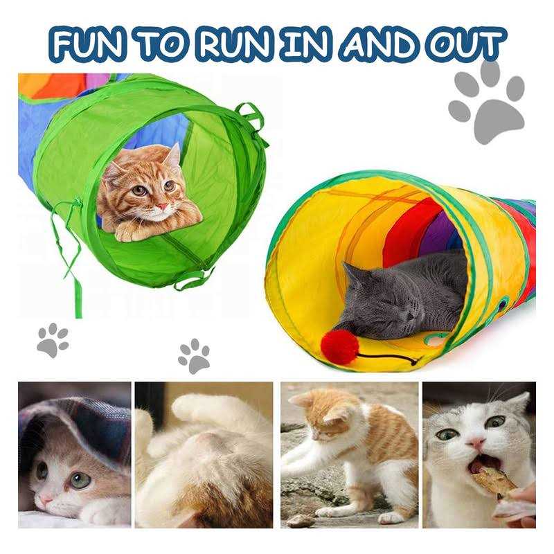 Feline Ruff Premium Way Cat Tunnel. Extra Large 12 Inch Diameter and Extra Long. A Big Collapsible Play Toy. Wide Pet Tunnel Tube - Pet Supplies online store