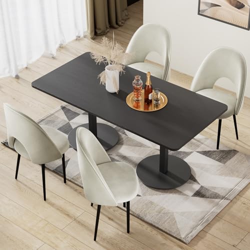 Cozy Castle Velvet Dining Chairs Set of 4, Mid Century Modern Dining Room Chairs with High Back, Upholstered Kitchen Chairs for Dining Room, Beige