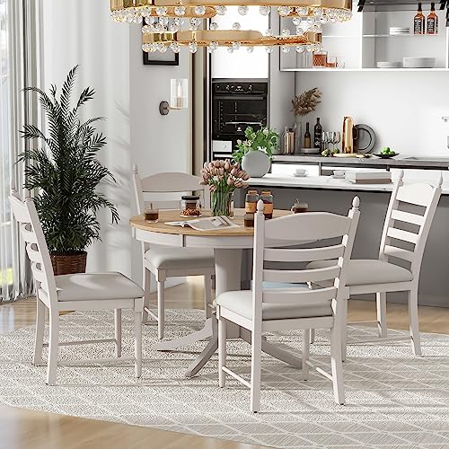 5 Piece Dining Table Set for 4, 1 Extendable Table (42