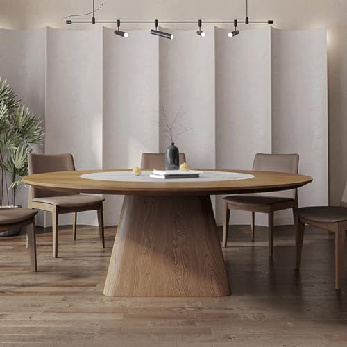 SONGCHAO Office Meeting Table Chinese solid wood built-in slate dining table for home hotel banquet large round table large round dining table Dining Room Table(M:150 * 75cm)