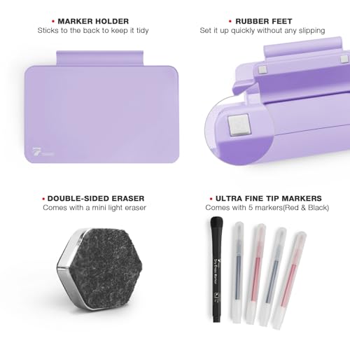 TOWON Small Glass Dry Erase Board, Desk White Board with Standing, Mini Whiteboard Easel Pad Set, Stenography Artifact for Office, Home and School Supplies, 8x6 Inches, Black