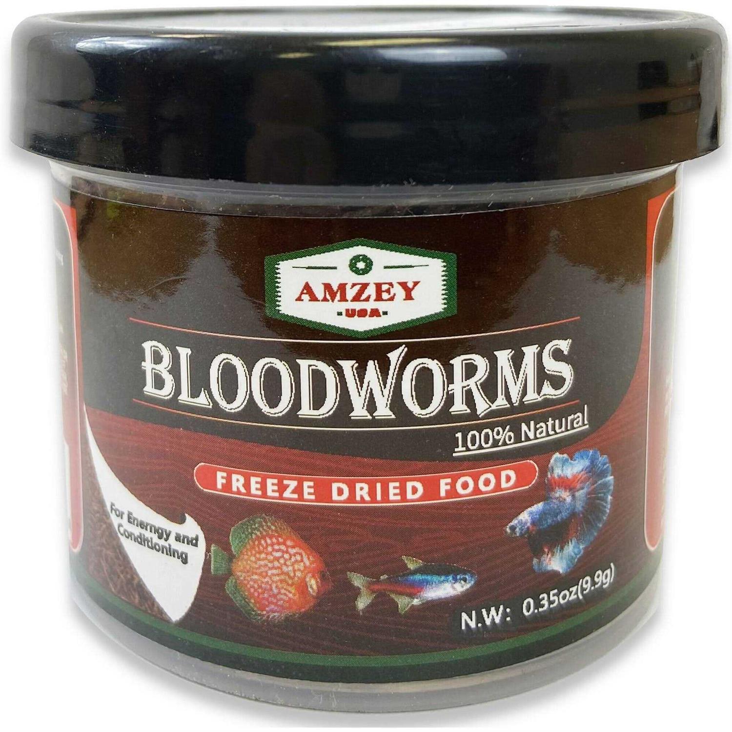 Amzey Blood Worms 0.35oz -100% Natural Freeze Dried Blood Worms Aquarium Fish Food - Pet Supplies online store