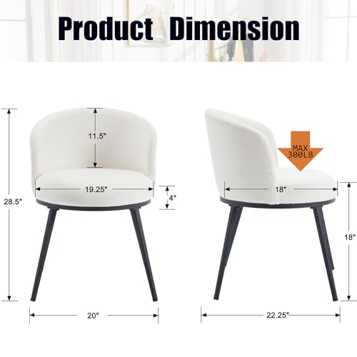 Kmax Modern Dining Chairs Set of 4 Velvet Side Chairs Upholstered Barrel Chairs Sturdy Metal Legs for Kitchen Dining Room Living Room, Beige