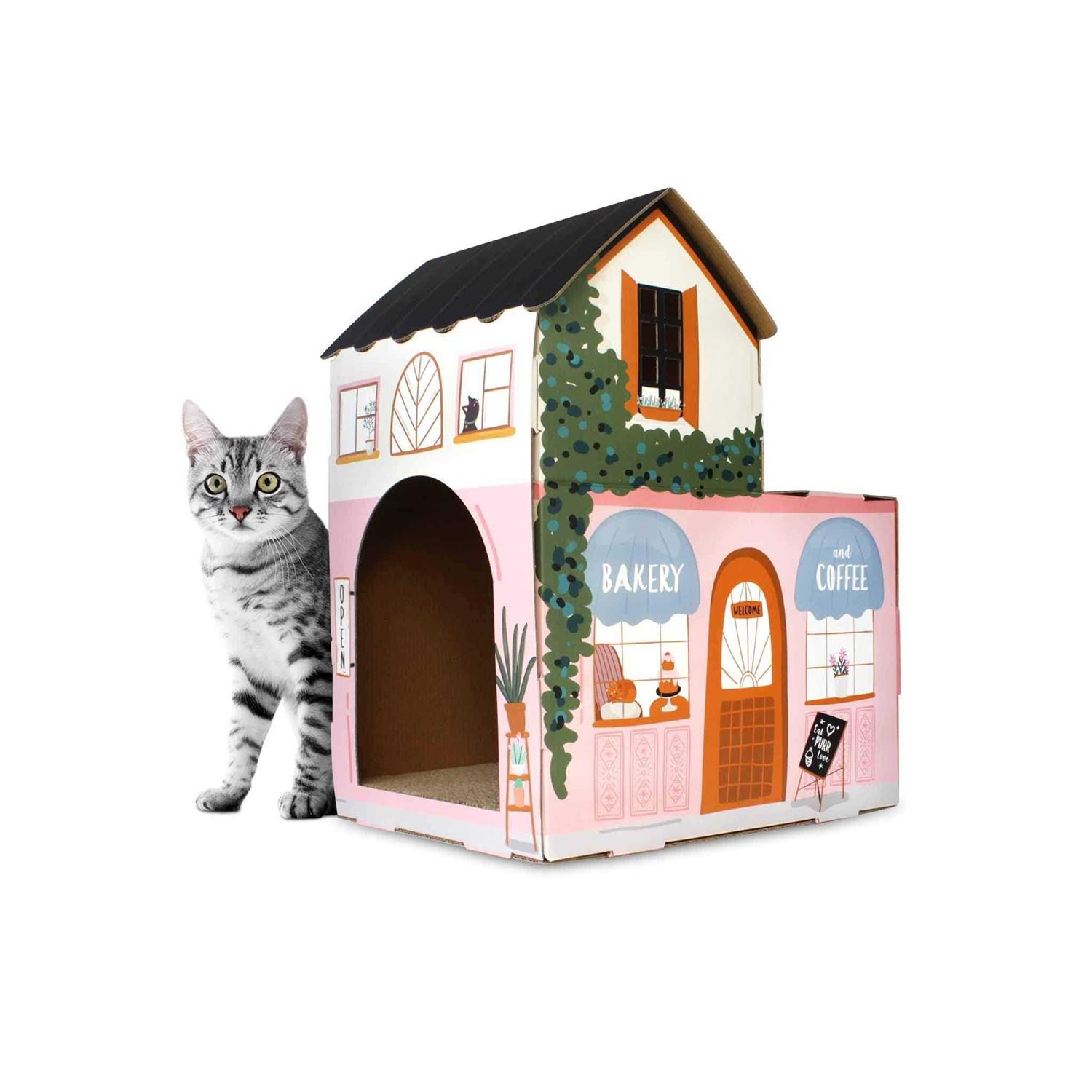American Cat Club Cozy Cat Café House Cat Scratcher - Pet Supplies online store