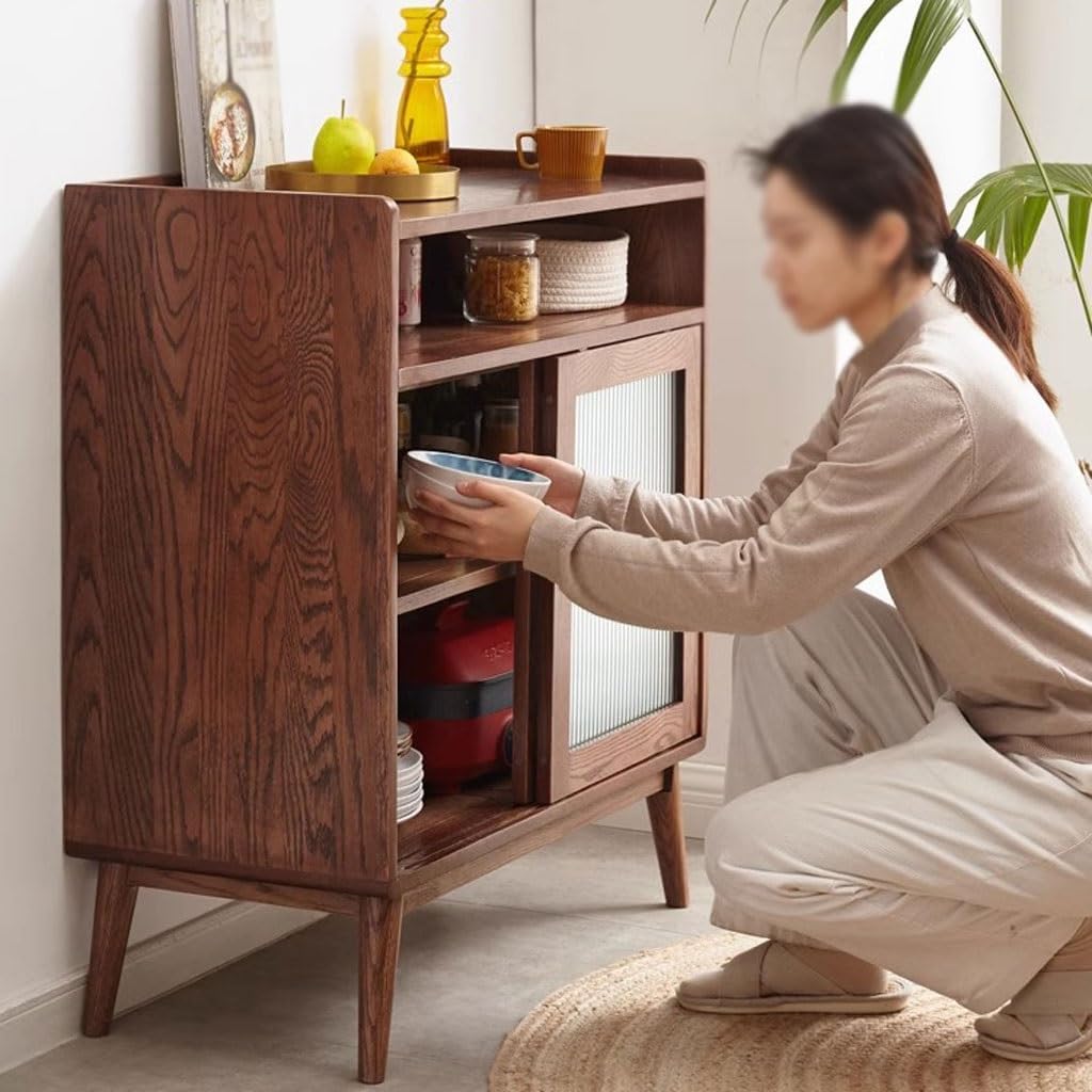 Sideboard Cabinet Solid Wood Sideboard Modern Simple Oak Cupboard Kitchen Household Storage Cabinet Multi,Functional Tea Cabinet Buffet Cabinet with Storage,
