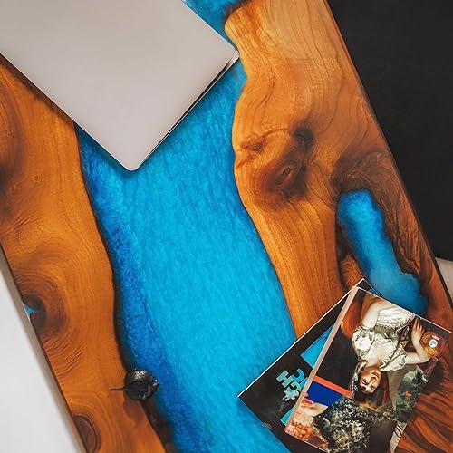 Custom Epoxy River Standing Desk, Live Edge Walnut Solid Wood Desk Top, Epoxy Resin Walnut Stand up Desk, Home Office Handmade Furniture (30