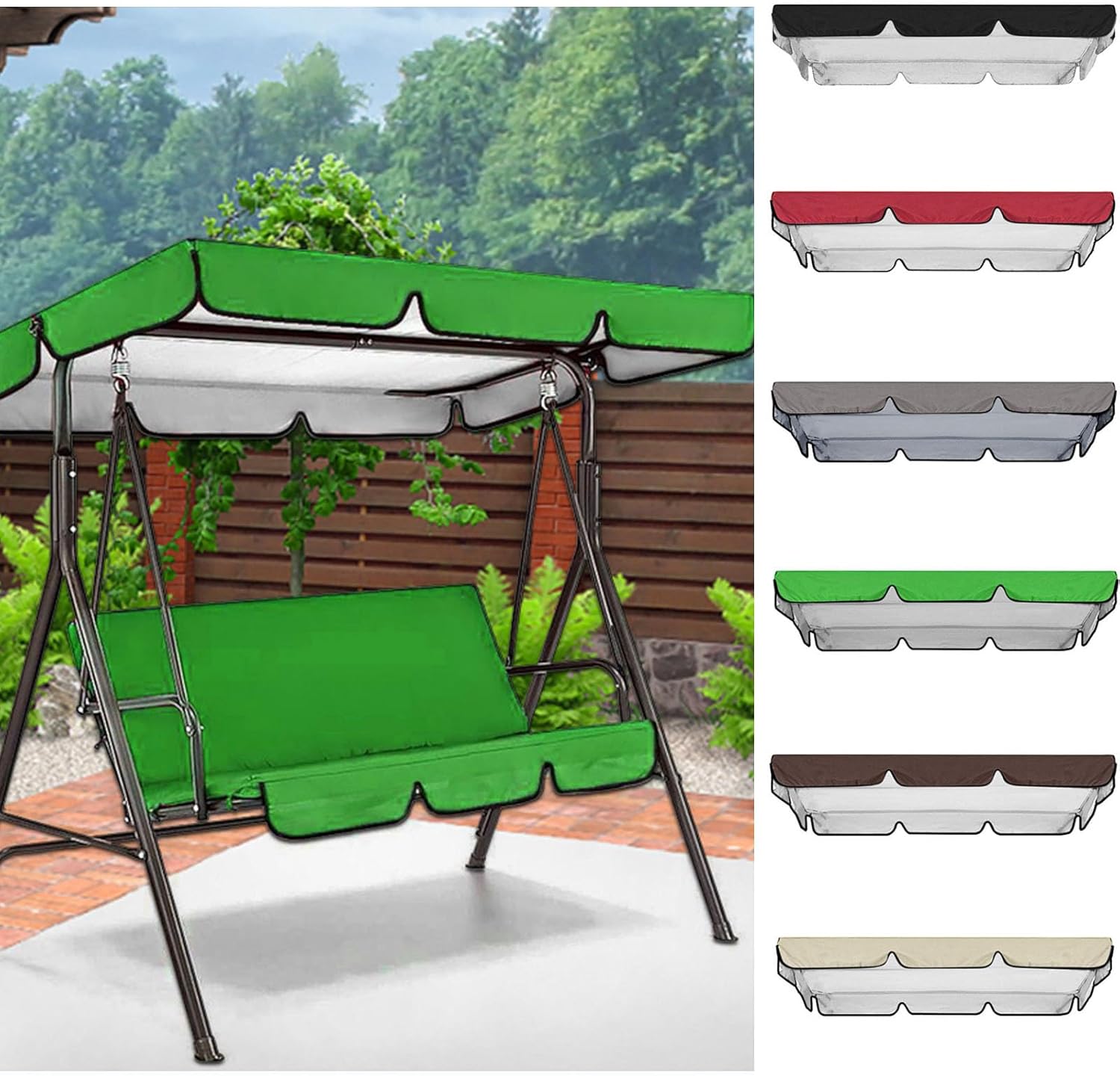 Outdoor Patio Swing Chair Canopy, Porch Swing Cover Replacement Swing Top Cover Waterproof Windproof Awning Canopy for Swing for Outdoor Garden Patio Yard Park Porch Swing Cover Sales