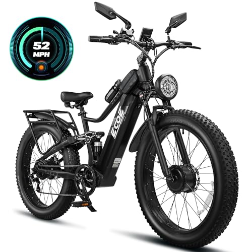 5000W Dual Motor Electric Bike for Adults 52MPH with 60V 32AH Battery, 26x4 Fat Tire All Terrain Ebikes, Full Suspension E Bike, SHM 7-Speed Gear Electric Bicycle(63v) (63V-3-1)