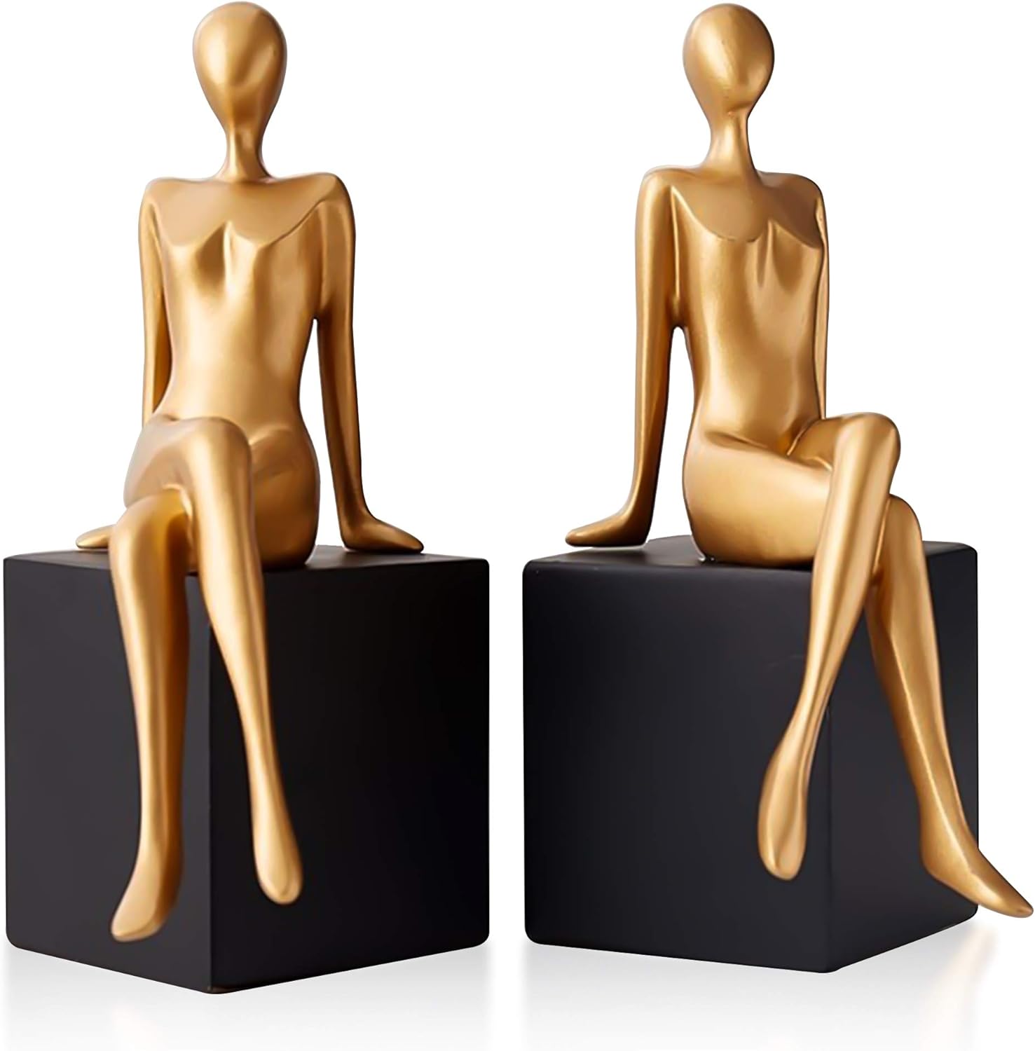 Modern Girl Statues Decorative Bookend Set. Add Modern Touch to Any Shelf or Table with These Unique Art of Confident Girl Statues. Use Them as Bookends Or Décor to Your Home and Office Modern Vibe!