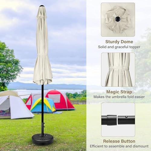 Simple Deluxe 9FT Outdoor Patio Umbrella Table Market Umbrella with Push Button Tilt and Crank and 50lbs Base Stand, for Garden, Lawn, Deck, Backyard, Pool, Turquoise