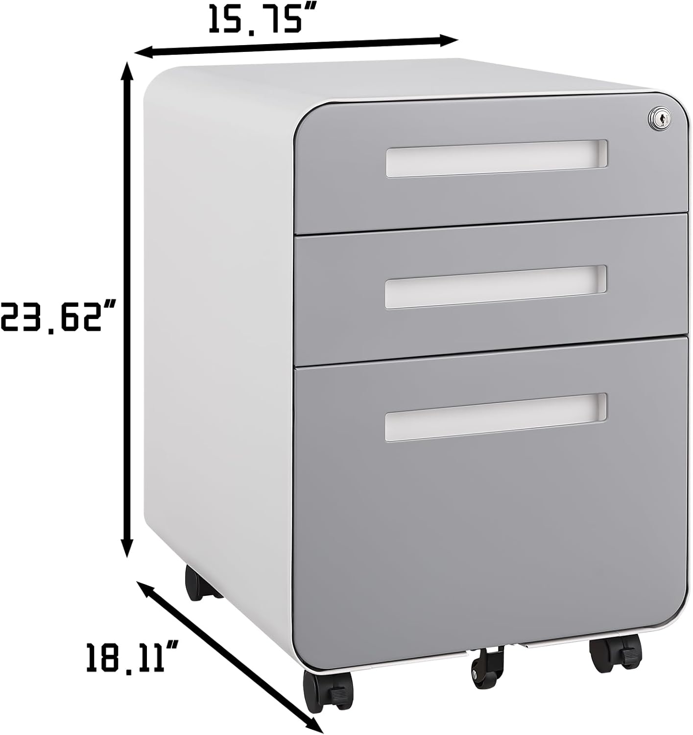 3 Drawer Mobile File Cabinet Under Desk Office,Simple Style Versatile Storage Cabinet for Legal/Letter/A4 Files, 5 Wheel Design Anti-Tilting Cold Rolled Steel Waterproof Moisture-Proof Black
