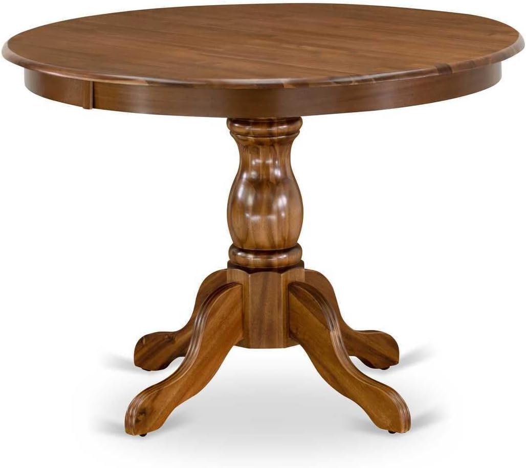 5 Piece Dinette Set Contains A Round Kitchen Dining Table and 4 Upholstered Chairs, Lakeside Living Walnut