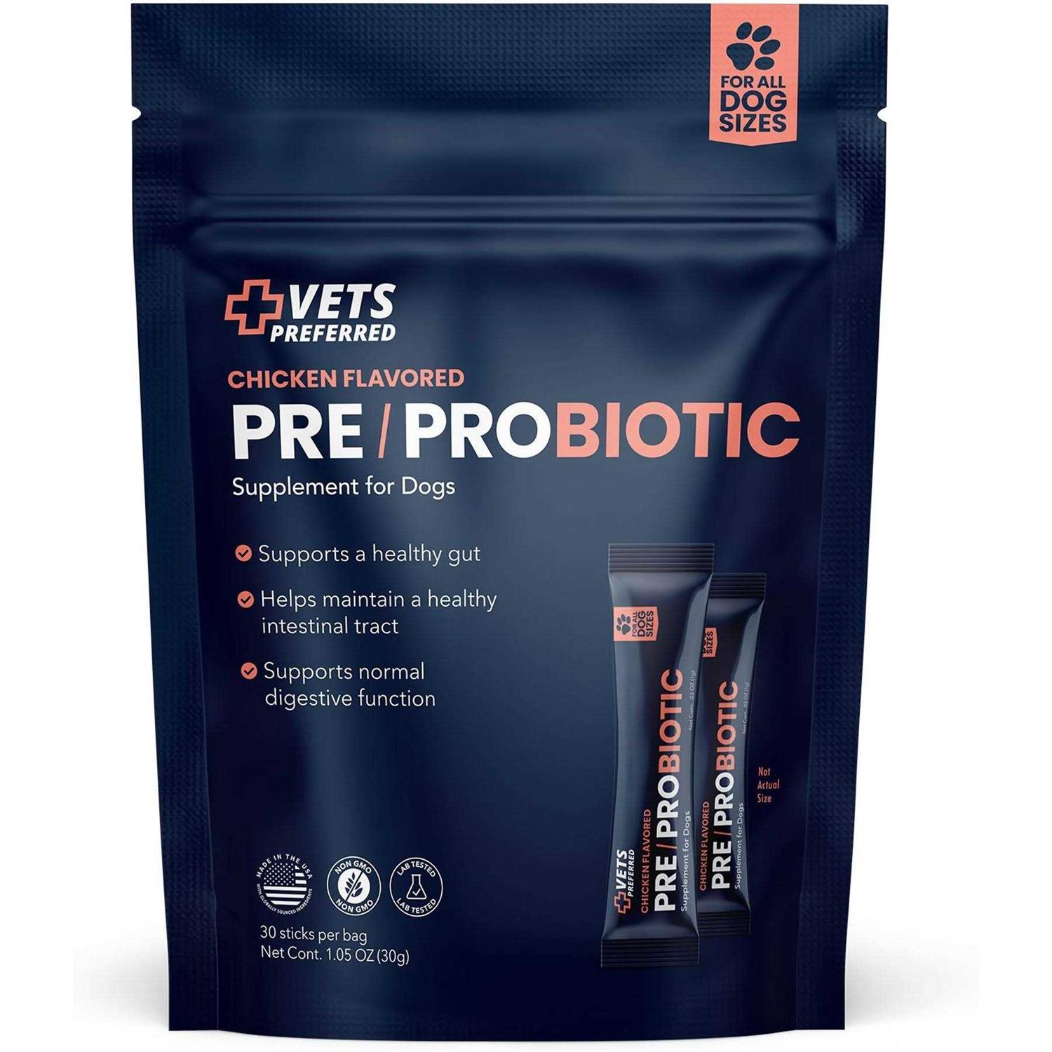Vets Preferred Chicken Flavored Pre-Probiotic Powder Supplement for Dogs 30 Sticks - Pet Supplies online store