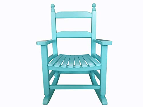 Rocking Rocker - K081BU Durable Bule Child’s Wood Porch Rocker/Outdoor Rocking Chair - Indoor or Outdoor - Suitable for 3-7 Years Old