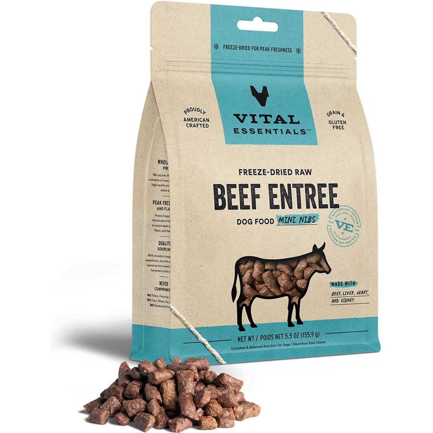 Vital Essentials Beef Entree Mini Nibs Freeze-Dried Raw Dog Food - Pet Supplies online store