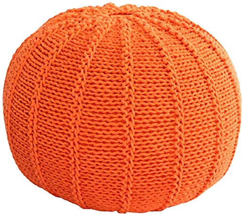 Round Hand Knitted Pouf Ottoman,Cable Style Cotton Braided Rope Floor Ottomans Comfortable Seat Footstool(Color:F,Size:48x48x35cm(19x19x14inch))