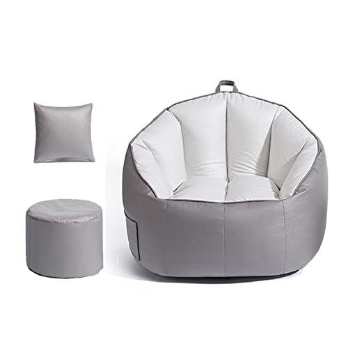 Bean Bag Storage Chair Cover Leather Cloth Bean Bag Cover Ultra Soft Bean Bag Chair, Comfy Leisure Sofa Chair, Comfy Lazy Sofa for Living Room, Bedroom,Yellow,Leathaire