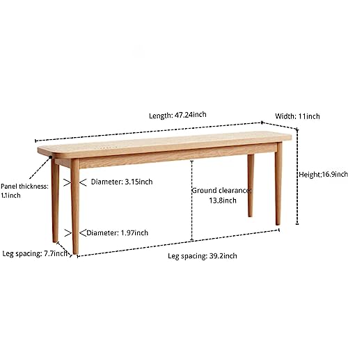 Solid Oak Wood Bench with Rattan Detail - Sturdy and Versatile Seating for Any Space