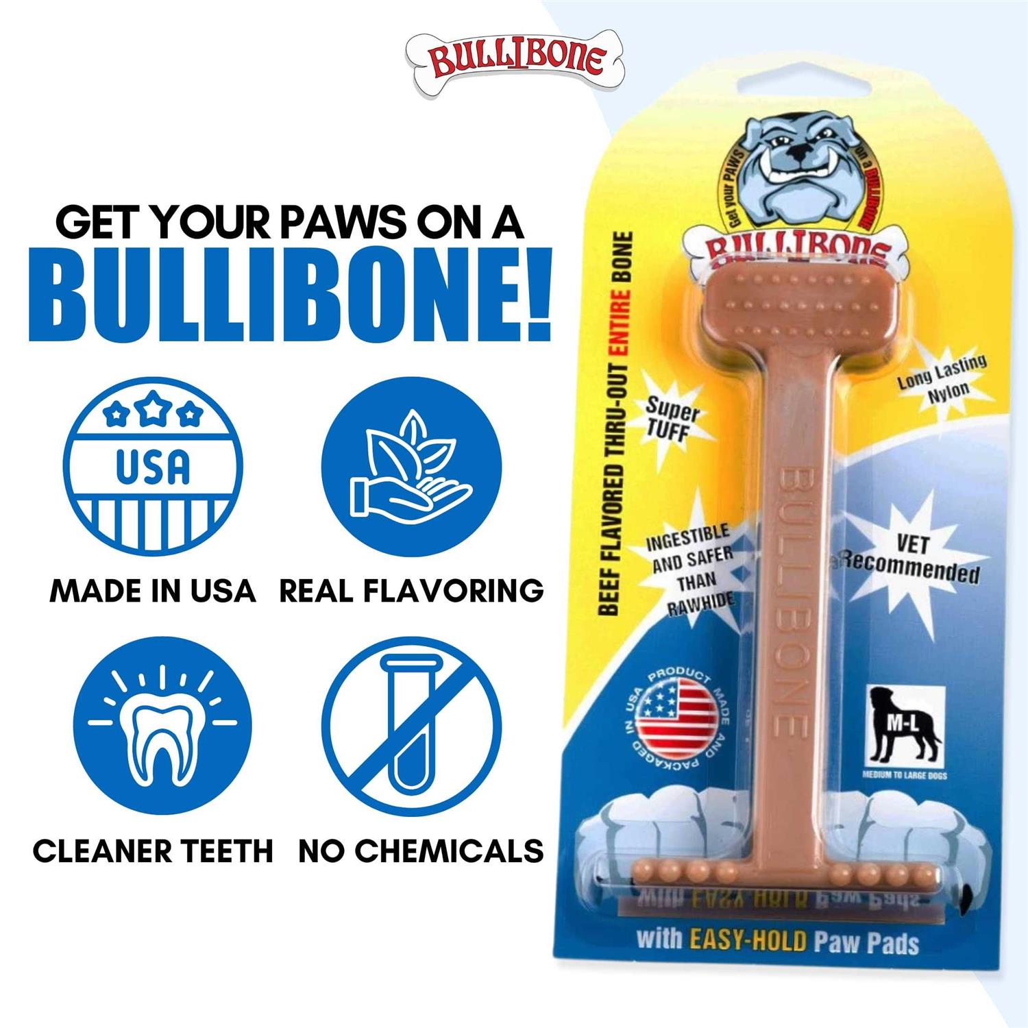 Bullibone Nylon Dog Chew Toy Nylon Bone Improves Dental Hygiene Easy to Grip Bottom and Permeated with Flavor - Pet Supplies online store