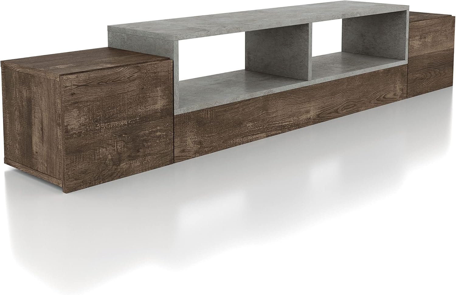 PayLessHere Rustic Wall Mounted TV Stand 62” Entertainment Center Media Stand Floating TV Table with Storage Shelf and Hidden Cabinet for Living Room Bedroom, Reclaimed Oak