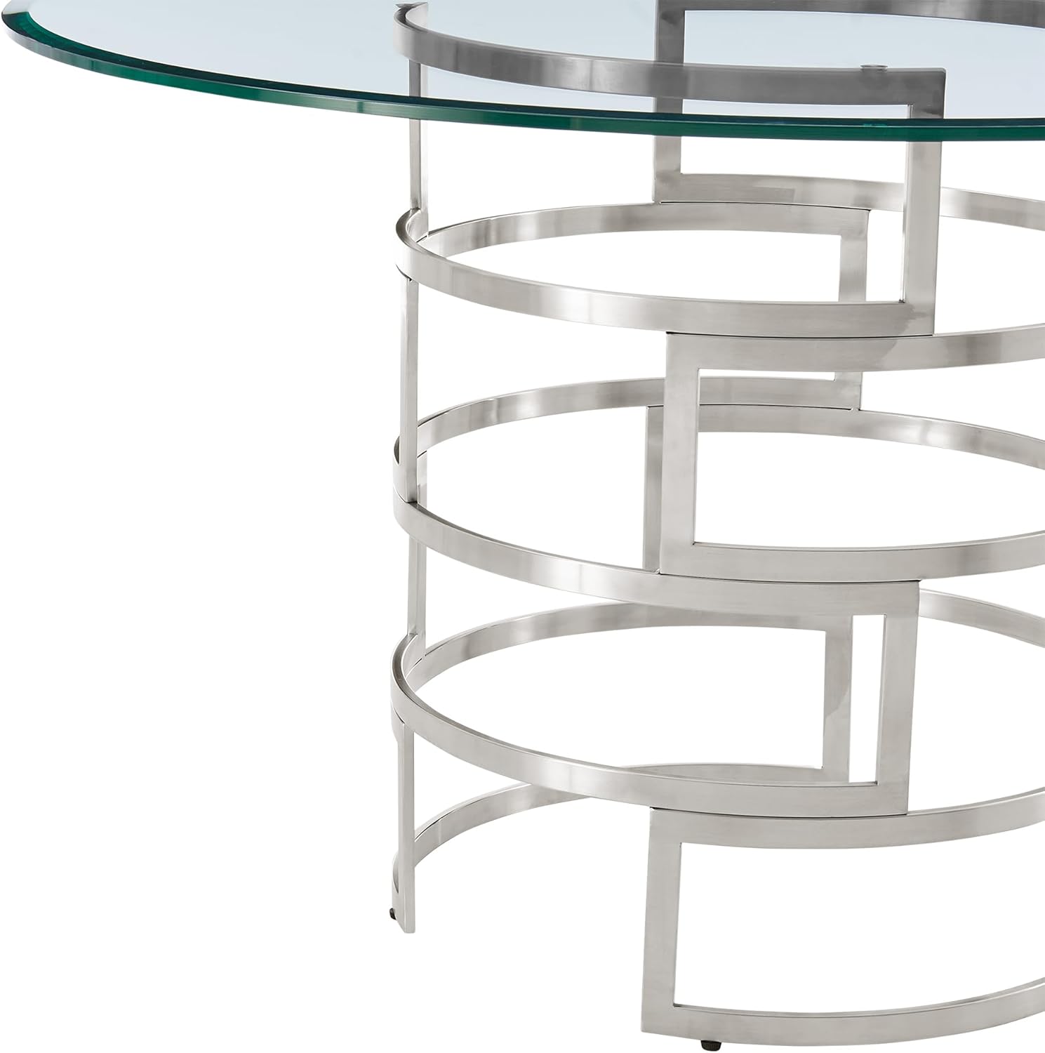 Armen Living Diaz Modern Round Glass and Metal Table for Dining Room Kitchen, 48