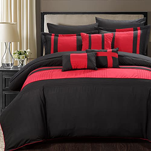 Chic Home Fiesta Color Block Comforter Sheet Set, Queen, Black