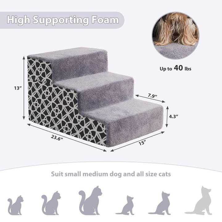 BFPETHOME Dog Stairs and Steps, for Small Medium Dogs and Cats, Pet Stairs and Dog Foam Steps for High Bed and Couch - Pet Supplies online store