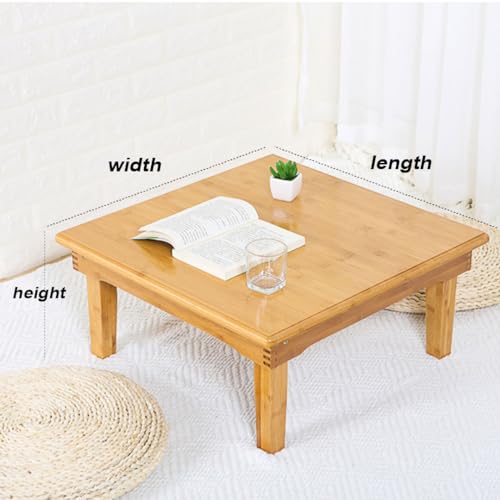 Foldable Bamboo Table,Japanese-Style Household Square Bamboo Table,Low Bamboo Table,Computer Table,Coffee Table,60 * 60 * 27cm