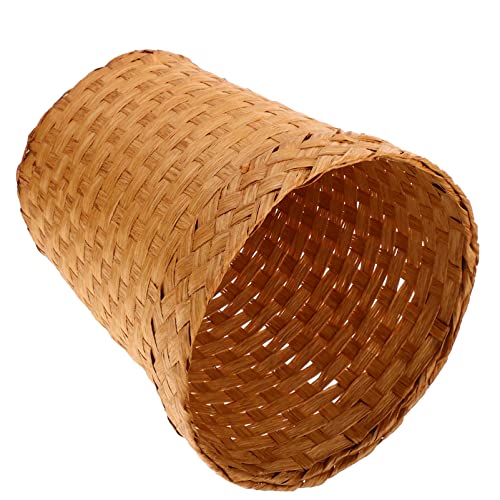 HEMOTON Laundry Basket Wicker Trash can Woven Basket Wastebasket Wicker Laundry Hamper Storage organizing bin Garbage Container for bathrooms, Bedroom, Kitchens, Offices, Craft, Laundry Blanket