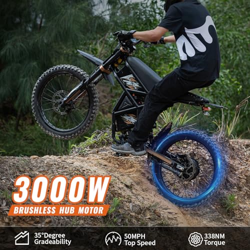 Riding'times Upgraded GT73/GT73PRO Electric Dirt Bike for Adults 2400W/3000W, Max 37/50 MPH & 85 Mile Long Range Ebike with 25