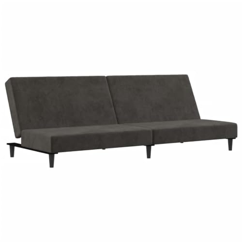 2-Seater Sofa Bed Dark Gray Velvet,Convertible Sofa Bed with Velvet Upholstery for Living Room, Studio Apartments, and Small Spaces