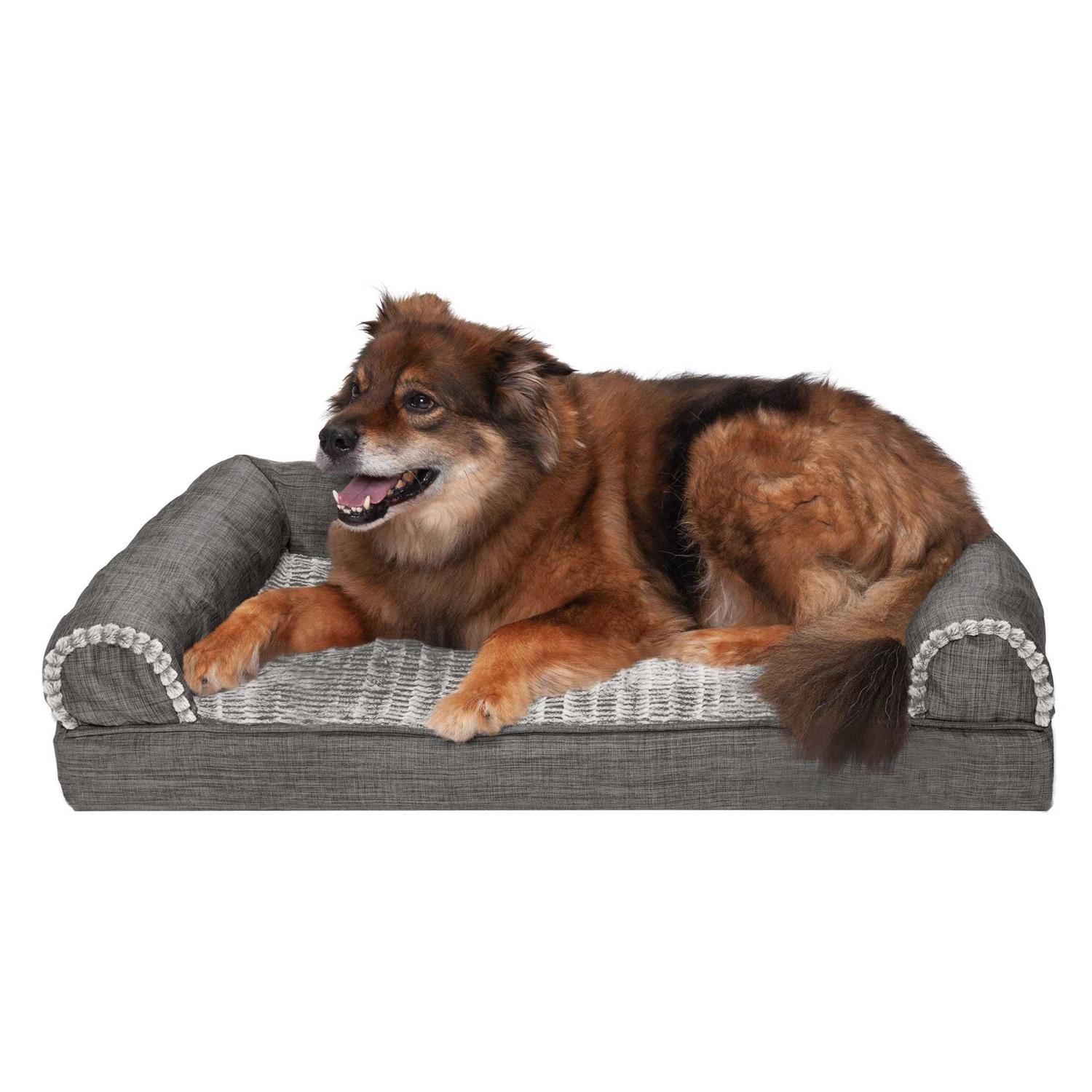 FurHaven Luxe Fur & Performance Linen Sofa Bed - Pet Supplies online store