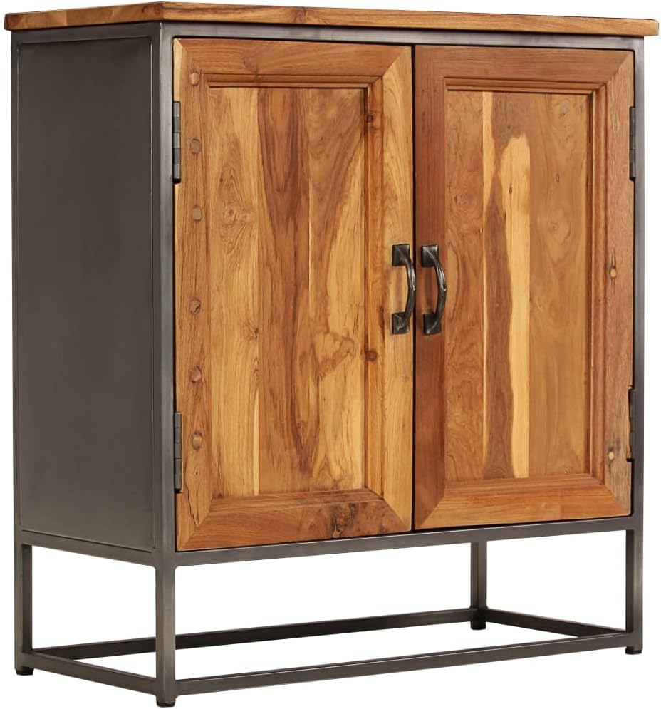 Storage Cabinet, Sideboard Floor Cupboard, for Living Room, and Hallway, Sideboard Recycled Teak and Steel 25.6