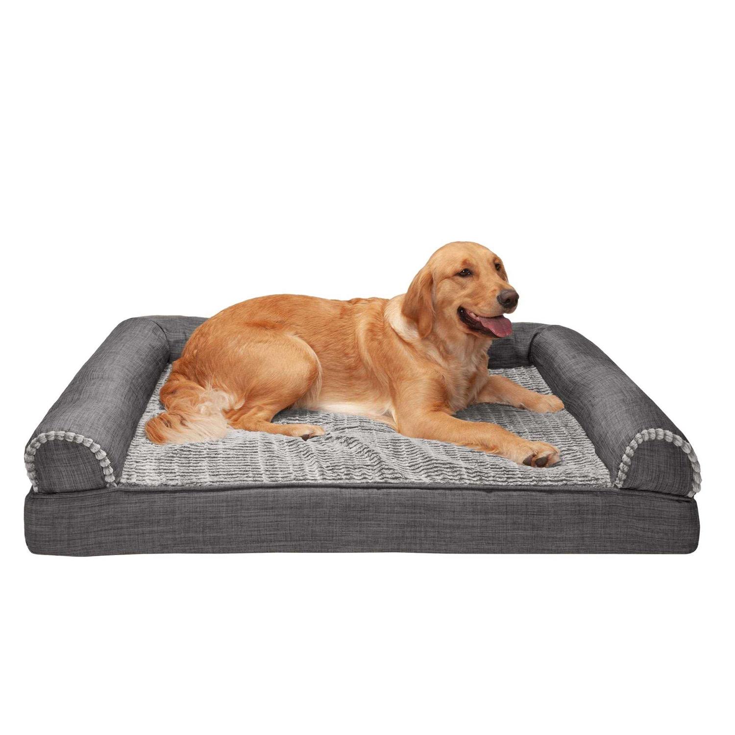 FurHaven Luxe Fur & Performance Linen Sofa Bed - Pet Supplies online store
