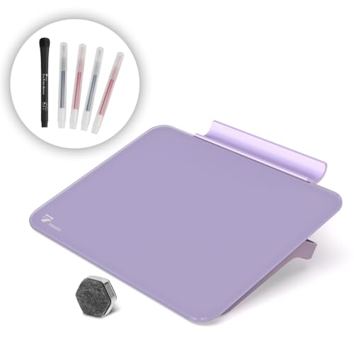 TOWON Small Glass Dry Erase Board, Desk White Board with Standing, Mini Whiteboard Easel Pad Set, Stenography Artifact for Office, Home and School Supplies, 8x6 Inches, Black