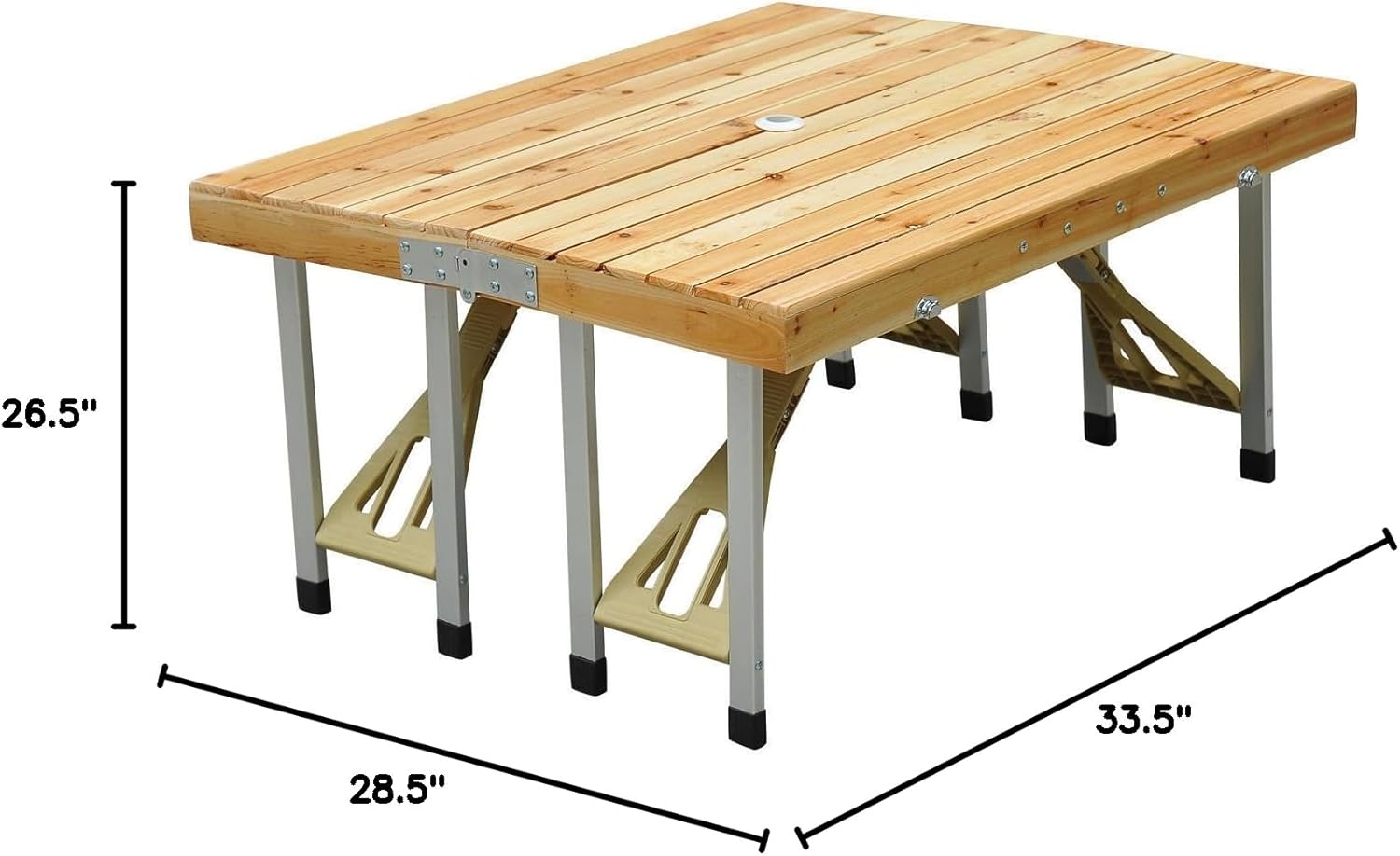 Allblessings 4 Seats Wooden Picnic Table Bench Seat Outdoor Folding Camping Aluminum Portable
