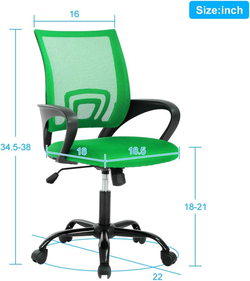 Ergonomic Office Chair,Mid Back Home Office Chair Mesh Office Chair with Lumbar Support Adjustable Computer Chair Task Rolling Swivel Chair Pink Desk Chair with Arms for Working,Meeting