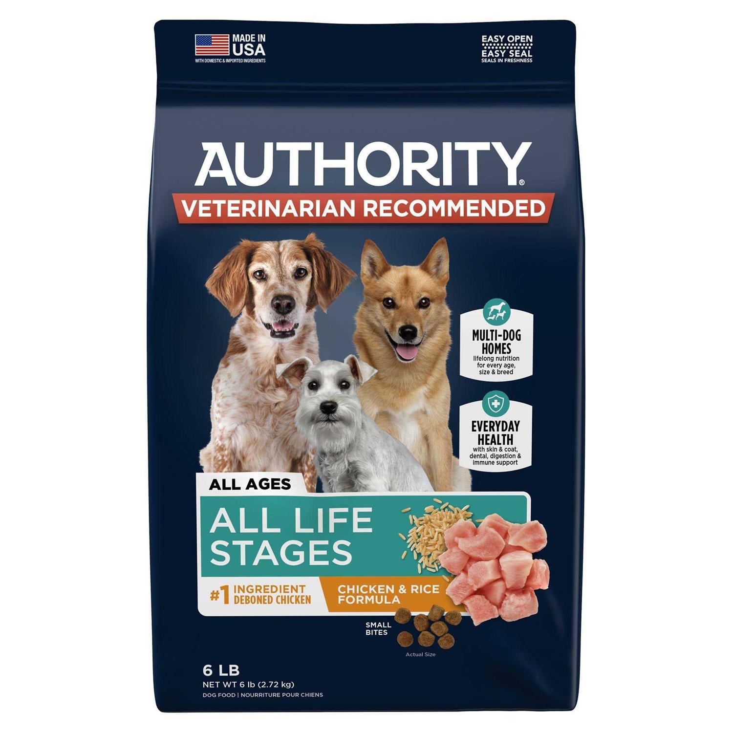 Authority Small Bites Chicken Rice Formula Dry Dog Food - Pet Supplies online store