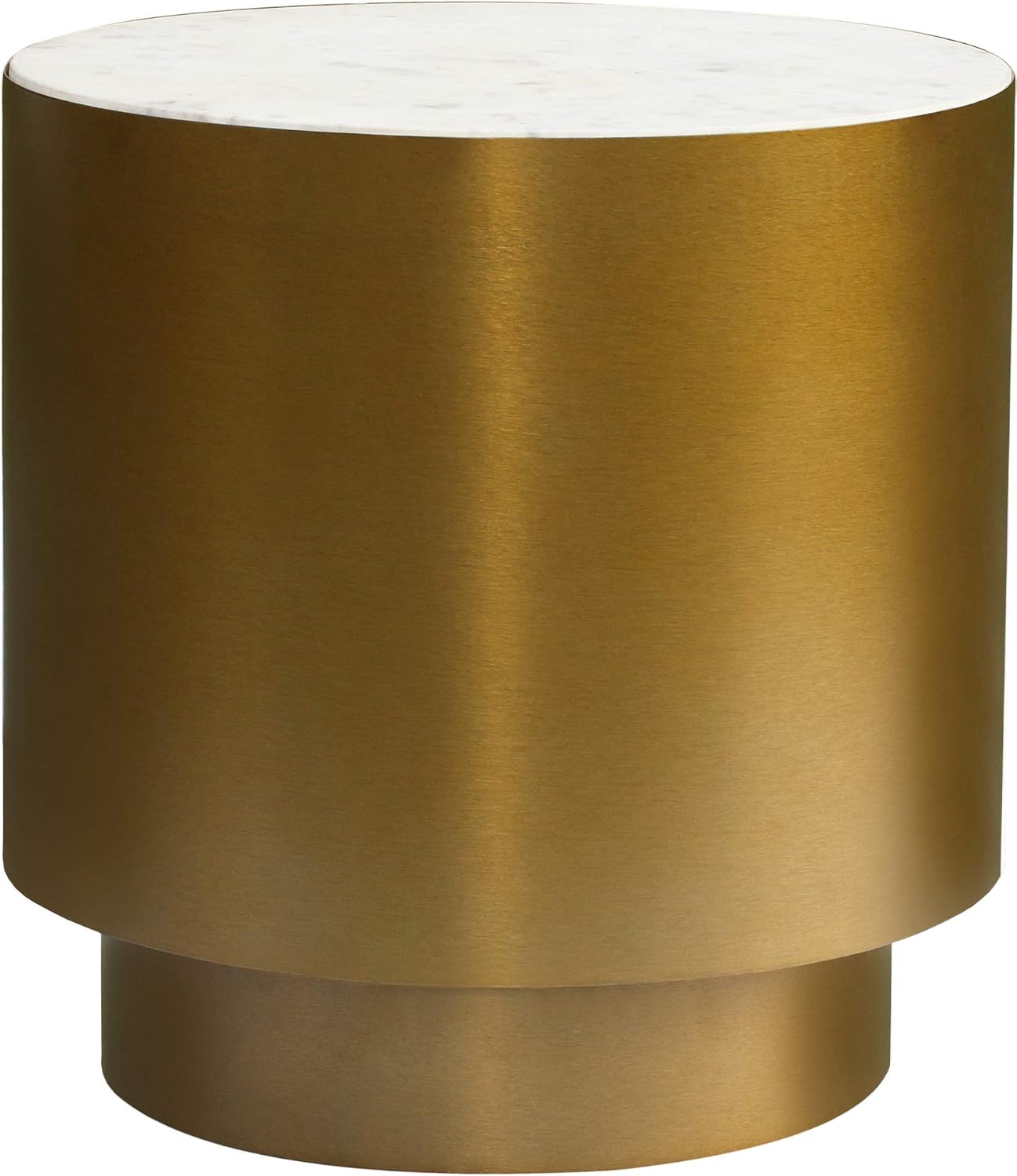 Meridian Furniture Presley Collection Modern | Contemporary Marble Top End Table with Brushed Gold Metal Base, 20