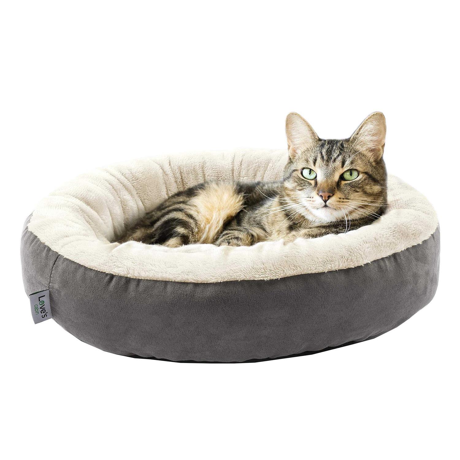 Love's cabin Round Donut Cat and Dog Cushion Bed, 20in Bed for Cats or Small Dogs - Pet Supplies online store