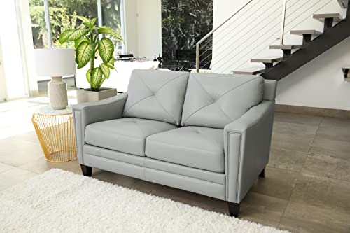 Abbyson Living Atmore Top Grain Leather Loveseat, Gray
