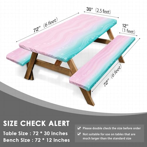 Sunflower Picnic Table Cover with Bench Covers, Rustic Grey Wooden Summer Floral Farmhouse Outdoor Camping Essentials 6FT 3PCS Fitted Rectangle RV Must Haves Tablecloth with Drawstring Bag