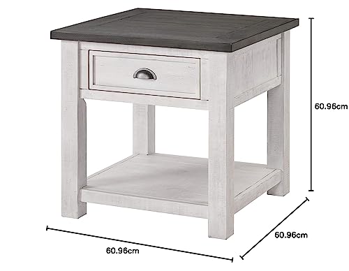 Martin Svensson Home End Table Solid Wood, Black with Brown Top