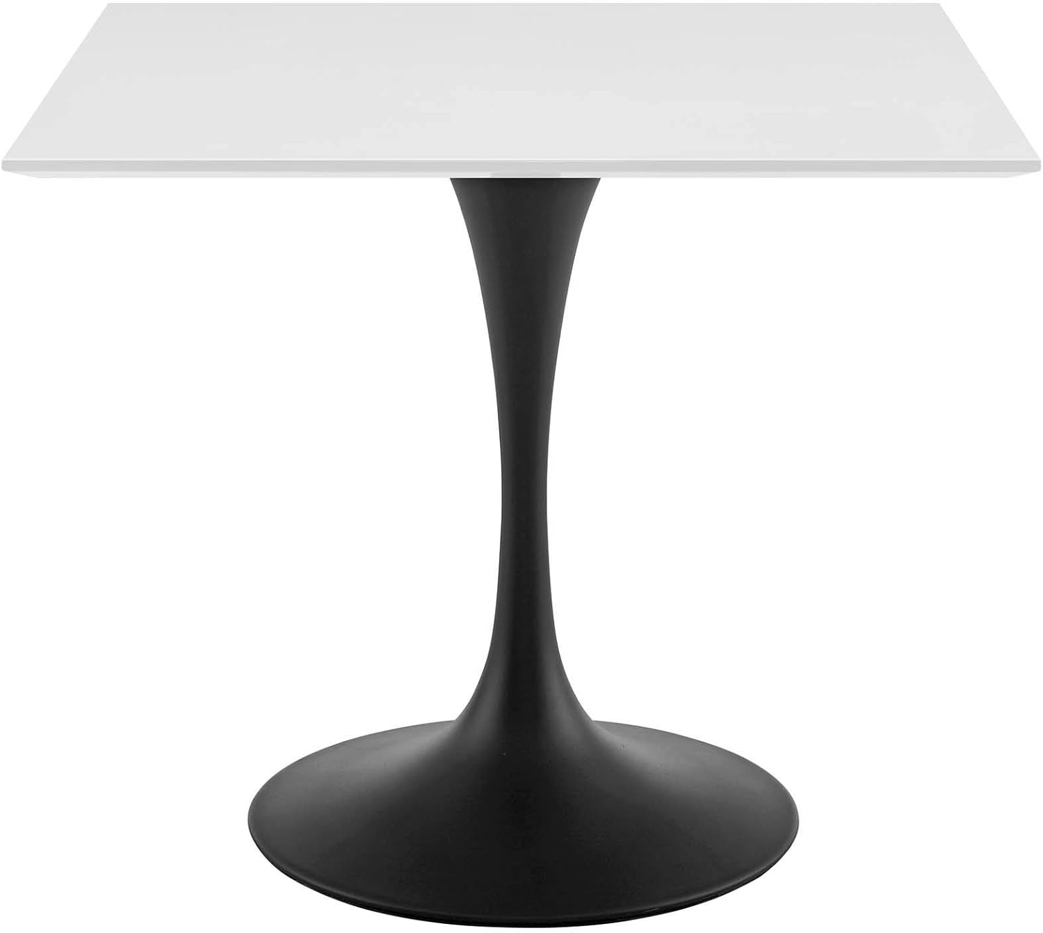 Contemporary Modern Urban Designer Kitchen Room Square Dining Table, Wood Metal Steel, Black White