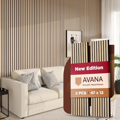 Avana Acoustic Wood Wall Panels – 94.4 X 12.6 Inch Walnut Acoustic Panels 1 PC – Wall Panels For Interior Wall Decor For Homes, Offices, Studios – Sturdy And Durable Wood Panels For Wall